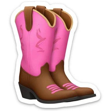 Brown and pink accent cowboy boots  sticker