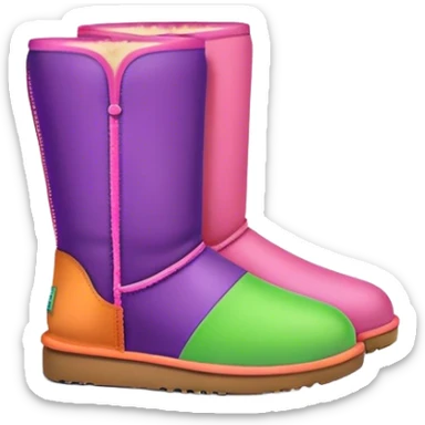 Purple, pink, green, orange and yellow Ugg boots sticker