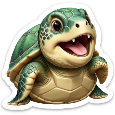 Cinematic Realistic Cute Yawning Sea Turtle Portrait Emoji, Head tilted slightly with a dramatic, wide-open yawn, showcasing a soft, textured shell and a tender, aged face with half-closed, drowsy eyes, rendered with natural shadows and delicate detail; high shine, relaxed yet expressive, styled with a dash of oceanic charm, soft glowing outline, capturing the essence of a sleepy yet affectionate sea turtle that appears ready to stretch out and drift into a peaceful nap! sticker