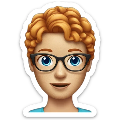 ginger woman with freckles and blue eyes and glasses sticker