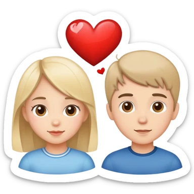 girl and boy in love with hearts between them sticker
