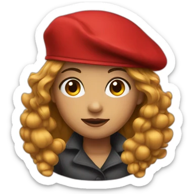 a girl in a red beret sticker