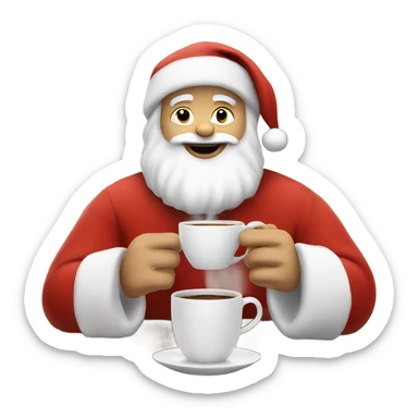 White Santa clause enjoying a cup of coffee  sticker
