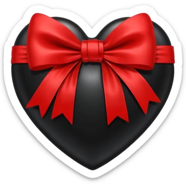 Black heart with red bow sticker