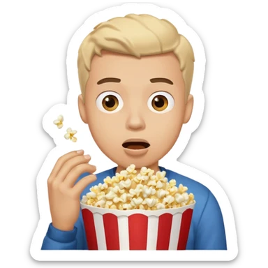 Make a guy eating popcorn in a dramatic conversion sticker
