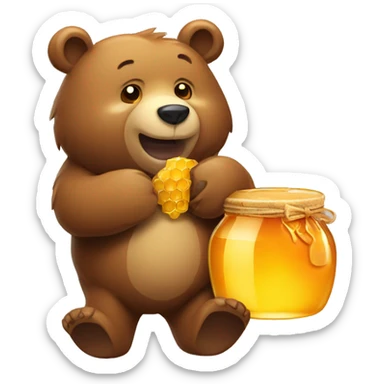 Bear with honey sticker