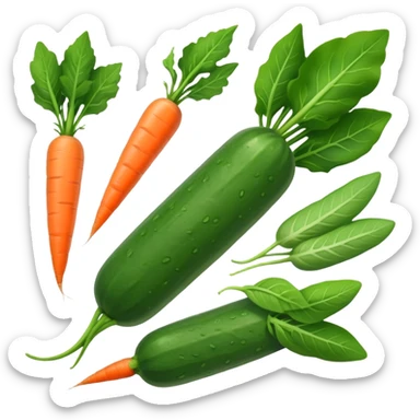 cucumbers, spinach, carrots  sticker