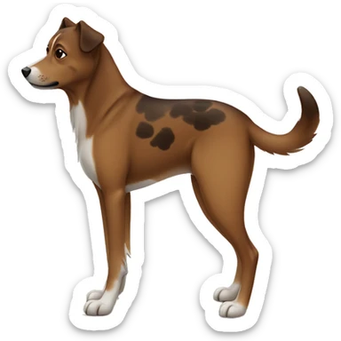 brown and dark brown Eurasian dog standing. His face and back is covered with dark brown spots sticker