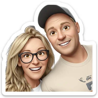 happy duo in casual attire sticker