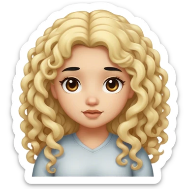black hair blond girl with long curly hair make her little chubby sticker