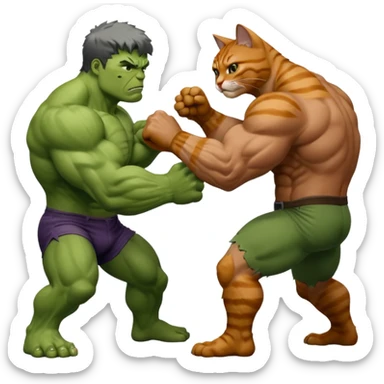 Hulk punching a cat sticker