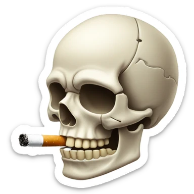 Skull emoji smoking cigarette  sticker