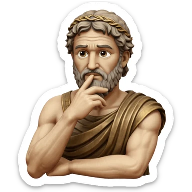 Ancient Greek King Odysseus Statue Thinking with Hand on Chin sticker