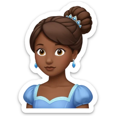 tạo cho tôi emoji tạo hình của công chúa da đen tóc nâu búi tóc 1 bên sticker