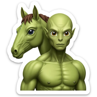 alien riding horse sticker