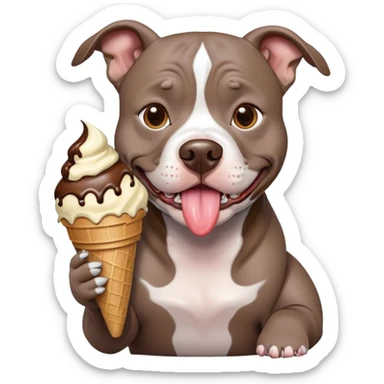 Grey pitbull with an ice cream cone  sticker