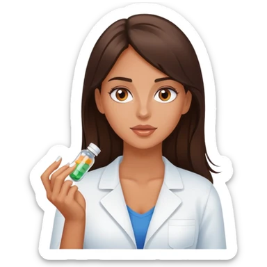Beautiful fit brunette girl taking pills  sticker