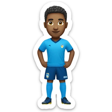 Soccer player in a yellow shirt and blue shorts and blue socks sticker