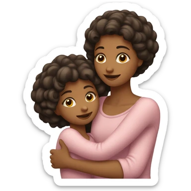 Mother hugging two daughters  sticker
