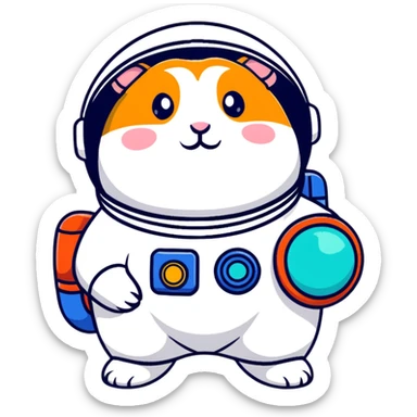 chubby hamster cosmonaut sticker