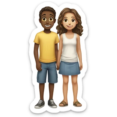 Boy and girl smiling outdoors sticker