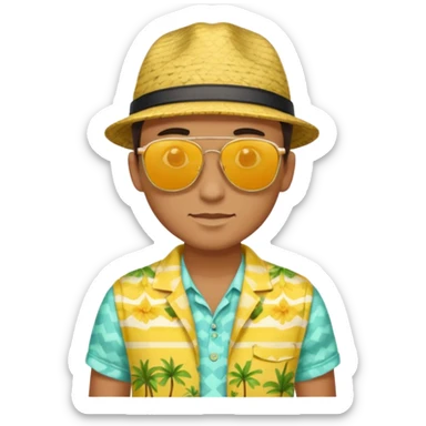 fotographer with yellow paterned summer clothes and sun glasses sticker