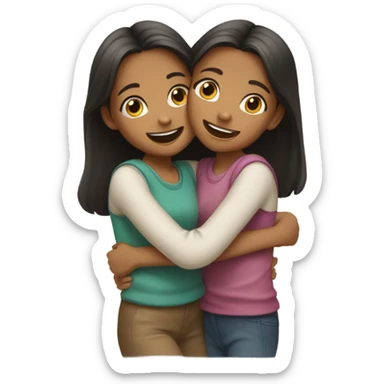 two girls hugging each other sticker