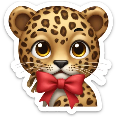 Leopard with a bow sticker