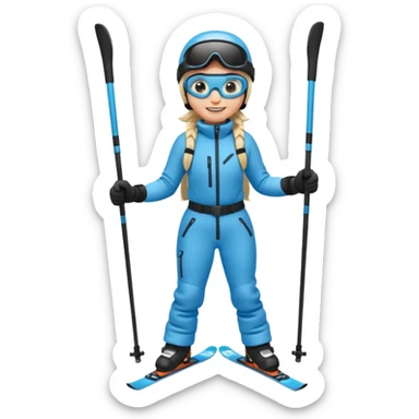 skier with poles full body on the snow sticker