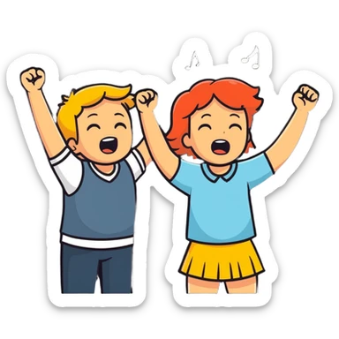 (cheering man celebrating) the singing of (divorce papers) next to (sad crying woman) art influence two subjects sticker