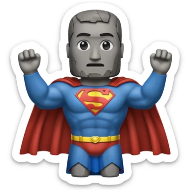 a moai emoji with a superman cape sticker