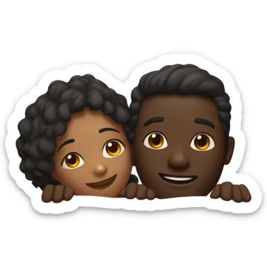 Laying next to girlfriend intimately dark skin couple realistic sticker
