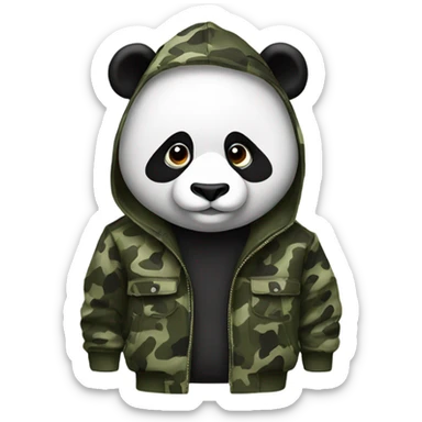 panda wearing a camo jacket  sticker