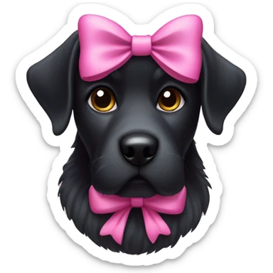 black dog with a pink bow sticker