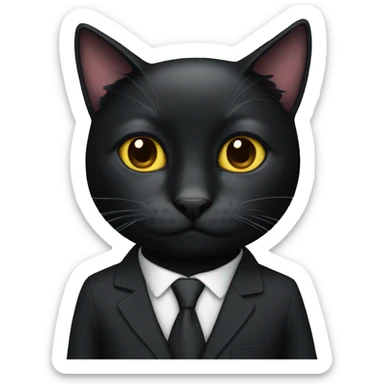 black cat in a suit sticker