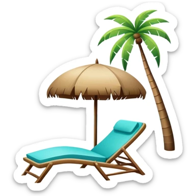 Beach paradise with palm trees and lounge chair sticker