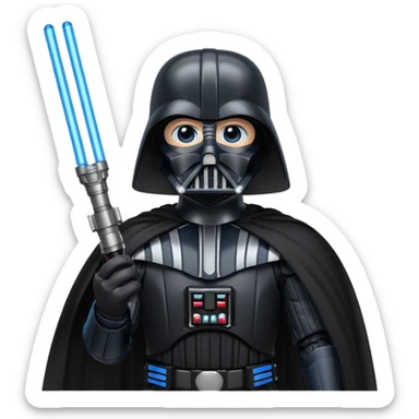 darth vader with a blue lightsaber  sticker