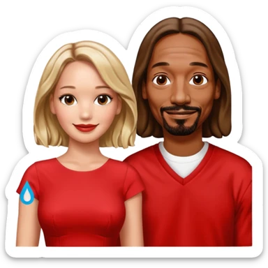  snoop dogg and Jennifer Lawrence in red dress sticker