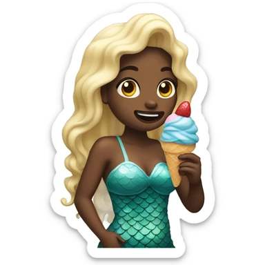 Mermaid eating an ice cream sticker