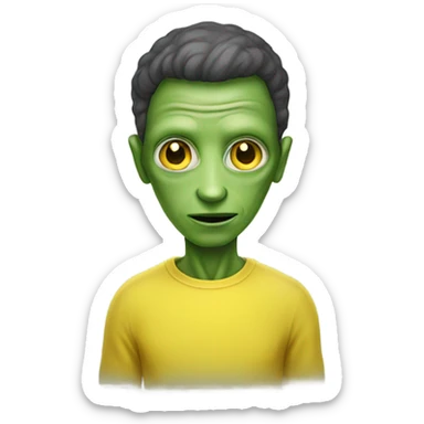 AN ALIEN IN YELLOW TSHIRT sticker