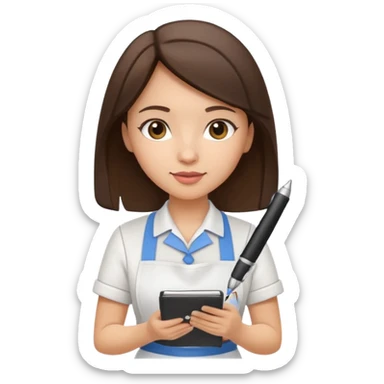 Брюнетка официантка sticker