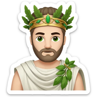 evil ancient greek king with toga wreath of leaves on head sticker