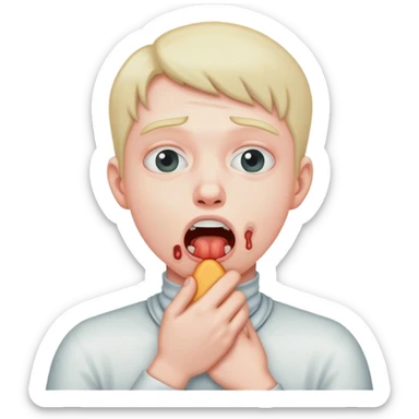 A person chocking them selfs sticker