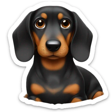 Sausage dog sat in dog bed sticker