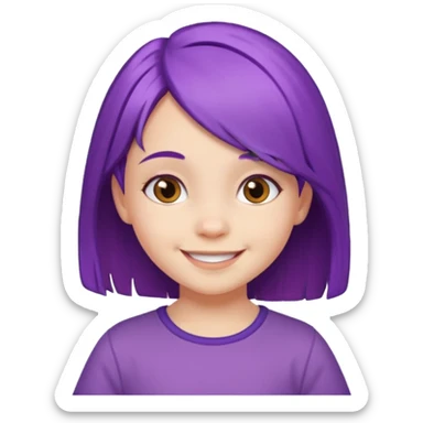 A 5-year-old girl with purple hair sticker