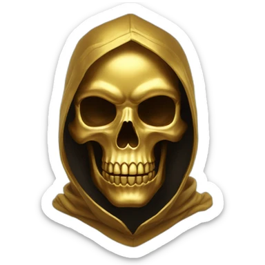 golden skull in a cowl sticker