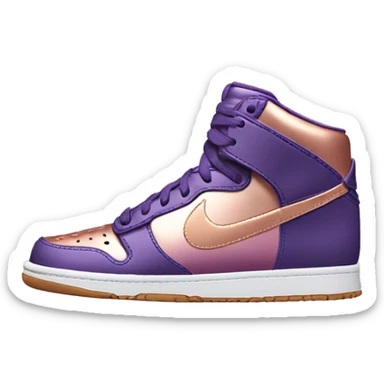 Realistic pair of metallic dark purple to rose gold ombre Nike Sneakers facing front. sticker