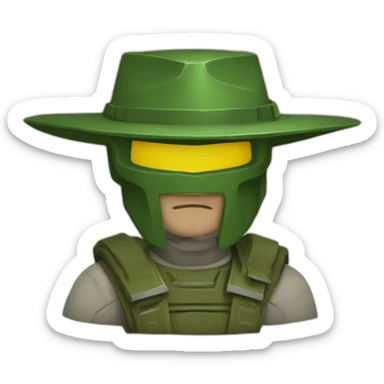 Doomguy in a paper hat sticker