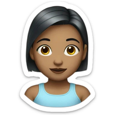 Little Girl, straight short straight hair, blue eyes  sticker