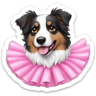  Lack and white Australian shepherd wearing a pink frilly tutu sticker